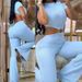 Women's clothing sexy round neck backless slim fit butt lift solid color bootcut jumpsuit sportswear_ecoleips.com