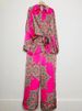 Women's Clothing Women's Retro Geometric Print Lace Up Waist Shirt Two Piece Spring Loose Wide Leg Pants Suit_ecoleips.com