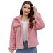 Women's Autumn/Winter Fluffy Ribbed Cardigan – Short Cropped Lapel Jacket | Soft Polyester Fleece | 4 Trendy Colors | S-XXL_ecoleips.com