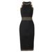 Women's Clothing Spring and Summer Sleeveless Waist Long Dress Gold Silk Bright Line Temperament Style Lady Dress_ecoleips.com