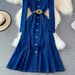 Women’s Clothing Square Neck Denim Dress Spring New Style Celebrity Temperament Goddess Style Waist Slimming Long Swing_ecoleips.com