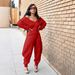 Women's Clothing Women's V-Neck Long Sleeve Jumpsuit Sexy Sports Sweatshirt Style Long Sleeve For Formal & Casual For Women_ecoleips.com
