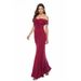 Solid Off Shoulder Split Mermaid Dress | Wrap V Neck Floor Length Bridesmaid Cocktail Party Maxi Gown_ecoleips.com
