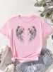 European And American Cross-border Foreign Trade Women's Floral Butterfly Round-neck Printed Short-sleeve T-shirt Top_ecoleips.com