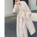 Winter Stand Collar Faux Mink Fur Long Coat Loose Plus Size Double Breasted Fleece Coat_ecoleips.com
