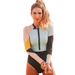 Print One Piece Swimsuit Women's Long Sleeved Wetsuit Conservative Style With Triangle Zipper Multiple Styles Available_ecoleips.com