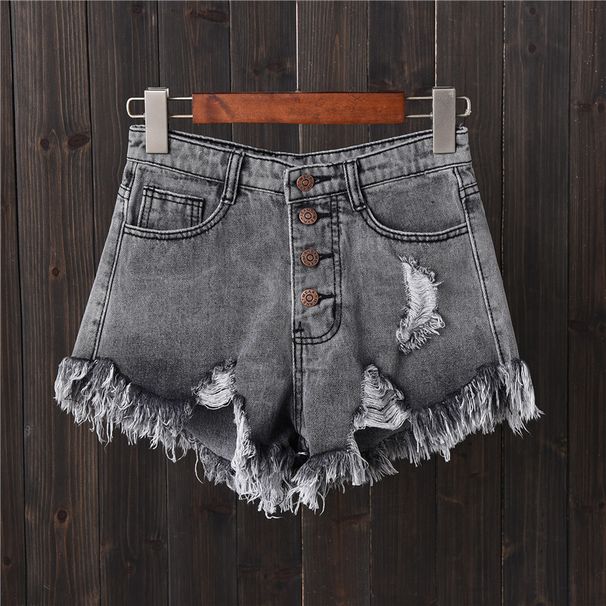 2025s 2025 Summer Distressed Frayed Hem Denim Shorts For Women 5'6' Plus Size High Waist Wide Leg Hot Pants Trendy_ecoleips.com