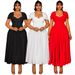 Women's Clothing Plus Size Long Tube Top Collar Waist Large Size Dress_ecoleips.com