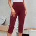 Summer High Waist Capri Pants for Women Elastic Slimming plus Size Loose Casual Leggings with Button Detailing_ecoleips.com