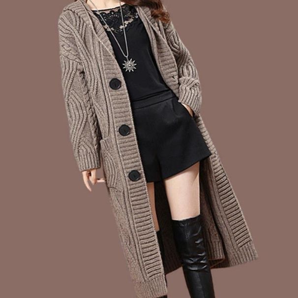 Oversized Hooded Cardigan – Longline Knit Coat For Women (3 Neutral Colors, M-5XL, Winter Layering Essential)_ecoleips.com