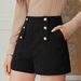 Women's High Waist Corduroy Autumn Winter Slimming Wide Leg A-Line Shorts Casual Black_ecoleips.com