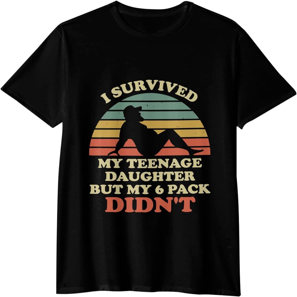 I Survived My Teenage Daughter tee Shirts Men Cool Men t-Shirts Big and Tall tee Made in USA._ecoleips.com