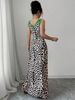 Women's Clothing Leopard Print Sleeveless V Neck Long Dress Slim Fit Sexy Fashionable Slit Hem Style Women's Dress_ecoleips.com