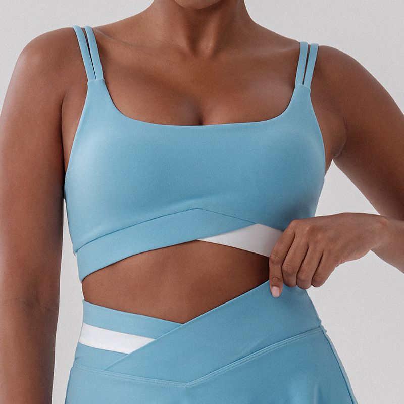 High-Waisted Color-Block Sports Fitness Skirt For Women Anti-Exposure Outdoor Running Tennis Badminton Pants Skirt_ecoleips.com