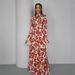 Modest Abaya Dress/Muslim Dress Women French Floral Print Wrap Dress With Adjustable Belt - Elegant A-Line Long Sleeve Maxi Dress For Women_ecoleips.com