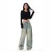 Retro Yellow Mud Straight Leg Jeans High Waist Loose Design Floor Length Wide Leg Pants for Women Summer 2026 New American Style_ecoleips.com