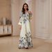 SW2611 Women's Rhinestone Beaded Print Long Robe Dress Muslim Fashion Clothing_ecoleips.com
