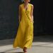 2026 Summer Cross-Border Women's Vacation Casual V-Neck Sleeveless Tank Dress_ecoleips.com