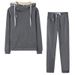 Aria Basics Aria Basics 2024 Autumn/Winter European American Women's Fashion Hot-Selling Fleece Hooded Casual Sports Suit With Leather_ecoleips.com
