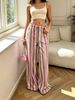 Women's Loose Striped Wide Leg Pants Drawstring Elastic Waist Casual Floor Length Fashionable Vacation Style Top Selling European American Style_ecoleips.com