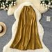 Women's Clothing Satin Skirt High Waist Slim A Line Hip Wrapped Drape Fishtail Mid Length Skirt_ecoleips.com