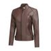 K New European And American Women's Leather Jacket With Fashionable Zipper, Short Motorcycle Retro Jacket_ecoleips.com
