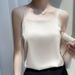 2025 Spring Summer Silk Satin Women New Short Slim Off-Shoulder Sleeveless Elegant Inner Wear Top Camisole_ecoleips.com