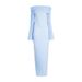 European And American Cross-Border New's Sexy Solid Color Long Sleeve Off-Shoulder Ruched Knitted Dress For_ecoleips.com