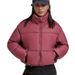 Women's Clothing High-Waisted Short Puffer Jacket With Stand Collar, Lightweight Quilted Polyester Coat, Loose Fit Casual Winter Outerwear_ecoleips.com