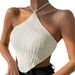 Women's Clothing Lace Up Halter Neck Knitted Vest Design Sweater Wrap Chest Top_ecoleips.com