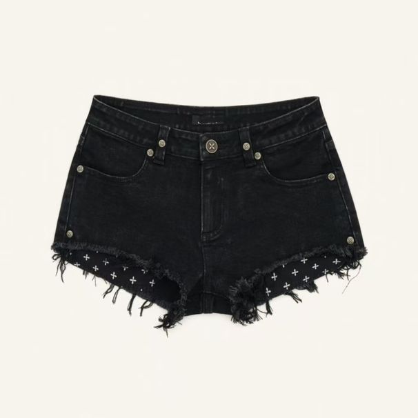 SK Mustang Ultra-low-rise Lightning Denim Shorts, Versatile Design, Cotton Hot Pants, 2024 New Model_ecoleips.com