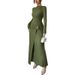 Women's Clothing Slim Fit Long Sleeved Bodycon Dress American Style Solid Color Knitted Elastic Skirt For Women Autumn_ecoleips.com