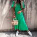 Women's Clothing Russian Spring And Summer New Short Sleeved Dress Solid Color Casual_ecoleips.com