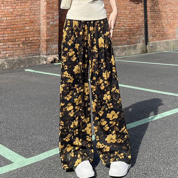 Hong Kong Style Digital Print American Straight Leg Pants Summer Casual Wide Leg Pants Thin Loose Slimming for Women And Men_ecoleips.com