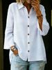 Women's Casual Solid Color Shirt Single Breasted Collared Top Three Quarter Sleeve European American Style Spring Summer_ecoleips.com