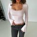 Women's Slim Fit Long Sleeve Top Fashion Lace Square Collar Versatile European And American Style_ecoleips.com