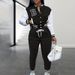 Women's Letter Color Block Jacket Single Breasted Thickened Sports Suit_ecoleips.com