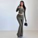 AD111 European American New Fashion Wholesale Stylish And Sexy Knitted Slim-fit T-shirt Casual Yoga Sports Pants Set_ecoleips.com