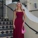 French-style Solid Color Back-tie Tight-fitting Dress, 2025 Winter New Fashion, Zippered Shoulder Strap Long Dress_ecoleips.com