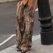 Women's 3D Print Camouflage High-Waisted Straight Leg Sweatpants European American Style with Drawstring Elastic Casual Streetwear_ecoleips.com