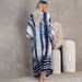 Tie-Dye Print Sun Cover Up - Beach Kimono Swimwear Cover Up With UV Protection - Lightweight Cotton Summer Dress For Women - One Size Fits Most_ecoleips.com