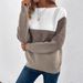 Women's Color-Block Knit Sweater – Polyester & Acrylic Blend, Round Neck, Long Sleeve, Loose Fit, Casual Pullover_ecoleips.com