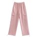 Women's Clothing High-Waisted Cargo Pants Slimming Tapered Wide Leg Straight Leg Casual Sports Plus Size Winter Style_ecoleips.com