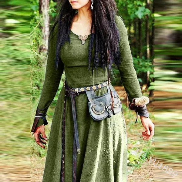 LisdinoMedieval Dress Women Long Sleeve Maxi Robe Vintage Fairy Elven Dress Renaissance Celtic Viking Gothic Cosplay Costumes_ecoleips.com