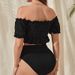 2023 Summer Maternity Bikini Sexy Ruffled Short Sleeve High Waisted Two Piece Swimsuit European American Style Polyester Vacation Wear_ecoleips.com