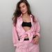 Pink Plaid Loose Comfortable Sleeve Long Pants Pajama Set European And American Autumn New Home Wear_ecoleips.com