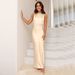 Women's Clothing Long Fishtail Skirt Sexy Backless Suspender Dress Solid Color Satin American Style Fashion_ecoleips.com
