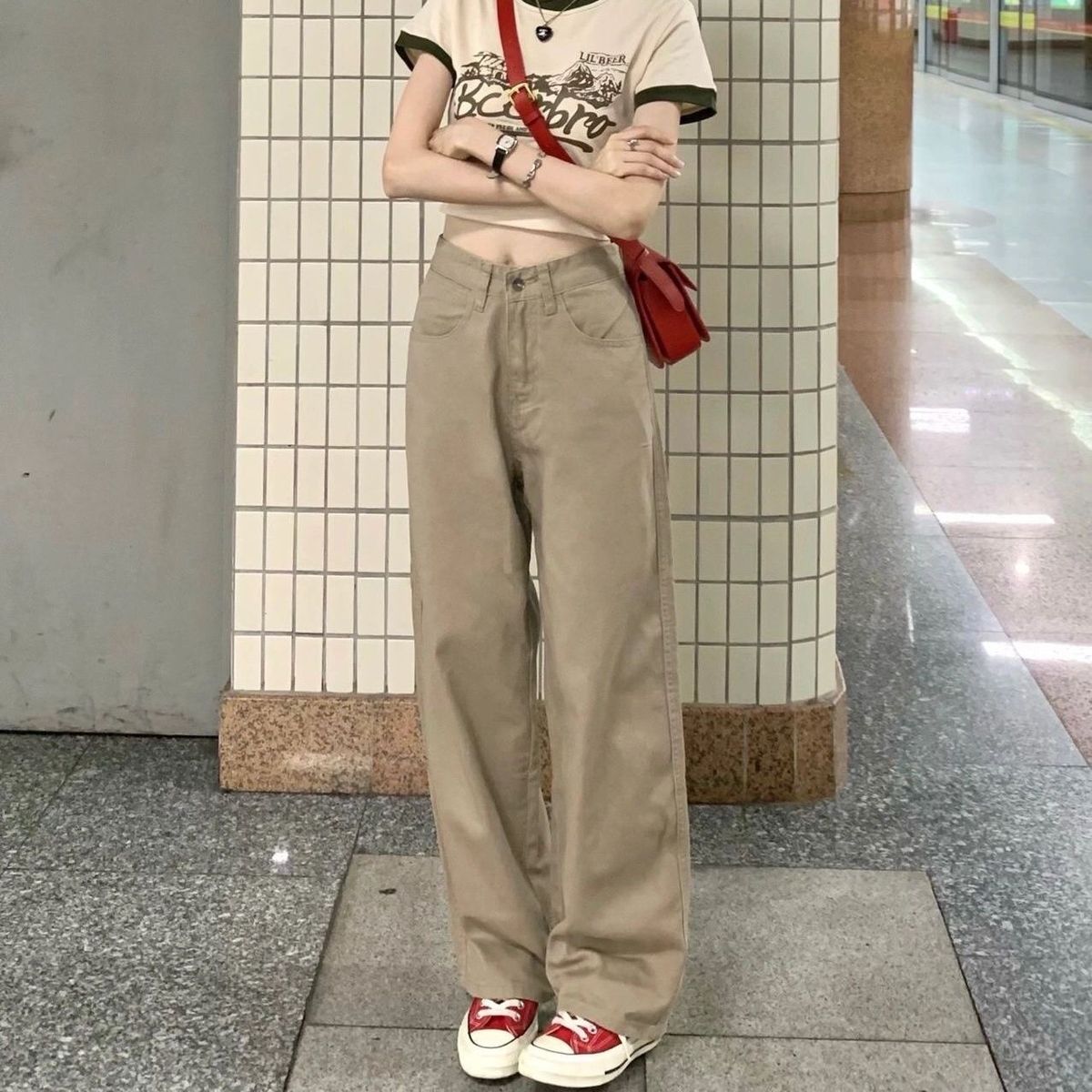 Petite High-Waisted Slimming Jeans for Women Straight Leg Loose Wide Leg Pants Autumn Arrival_ecoleips.com
