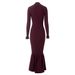 Women's Clothing Autumn And Winter New Polo Collar Wine Red Knitted Dress Body Slim Long Skirt Temperament Hip Fishtail Skirt_ecoleips.com