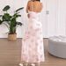 AD180 Cross-Border Early Spring Floral Print Lace Mesh Strap Fashionable Sweet Slim-Fit Dress_ecoleips.com